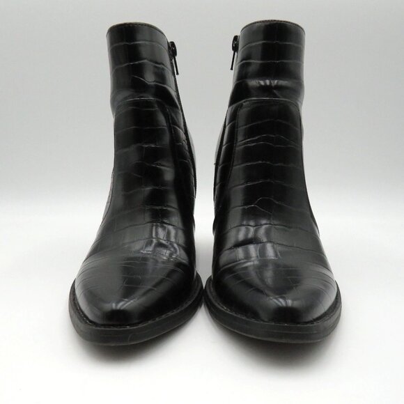 Madden Girl Boots Womens Sz 10 Black Reptile Imitation Leather Ankle Block Heel - Picture 2 of 10